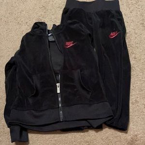 Black velour Nike set for toddler girl
